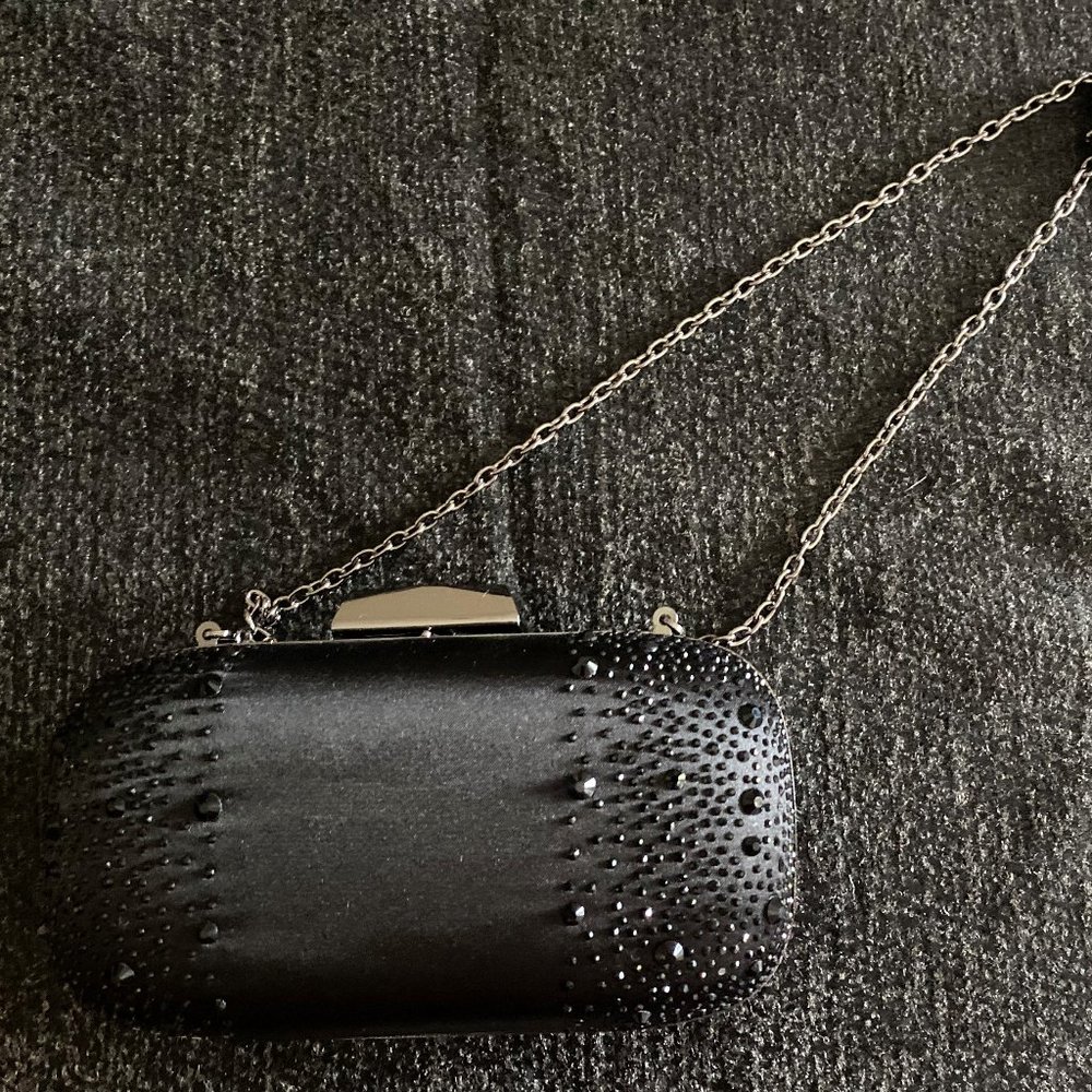 Black clutch with rhinestones